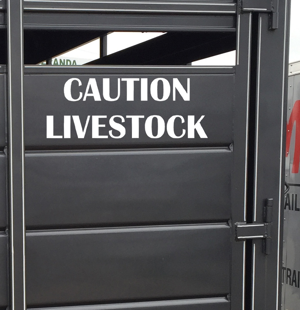 CAUTION LIVESTOCK Vinyl Decal - Cattle Horse Trailer - Die Cut Sticker