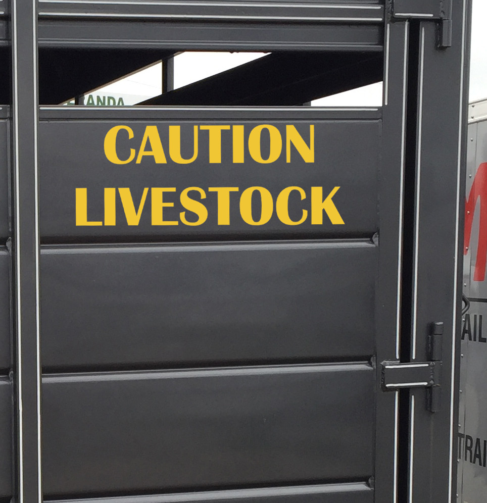 CAUTION LIVESTOCK Vinyl Decal - Cattle Horse Trailer - Die Cut Sticker
