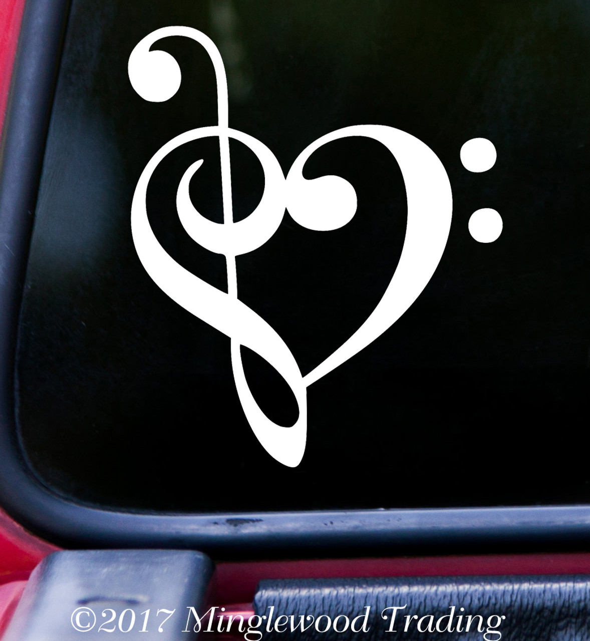 HEART MUSIC NOTE 5" x 4.25" Vinyl Decal Sticker - Love Musician