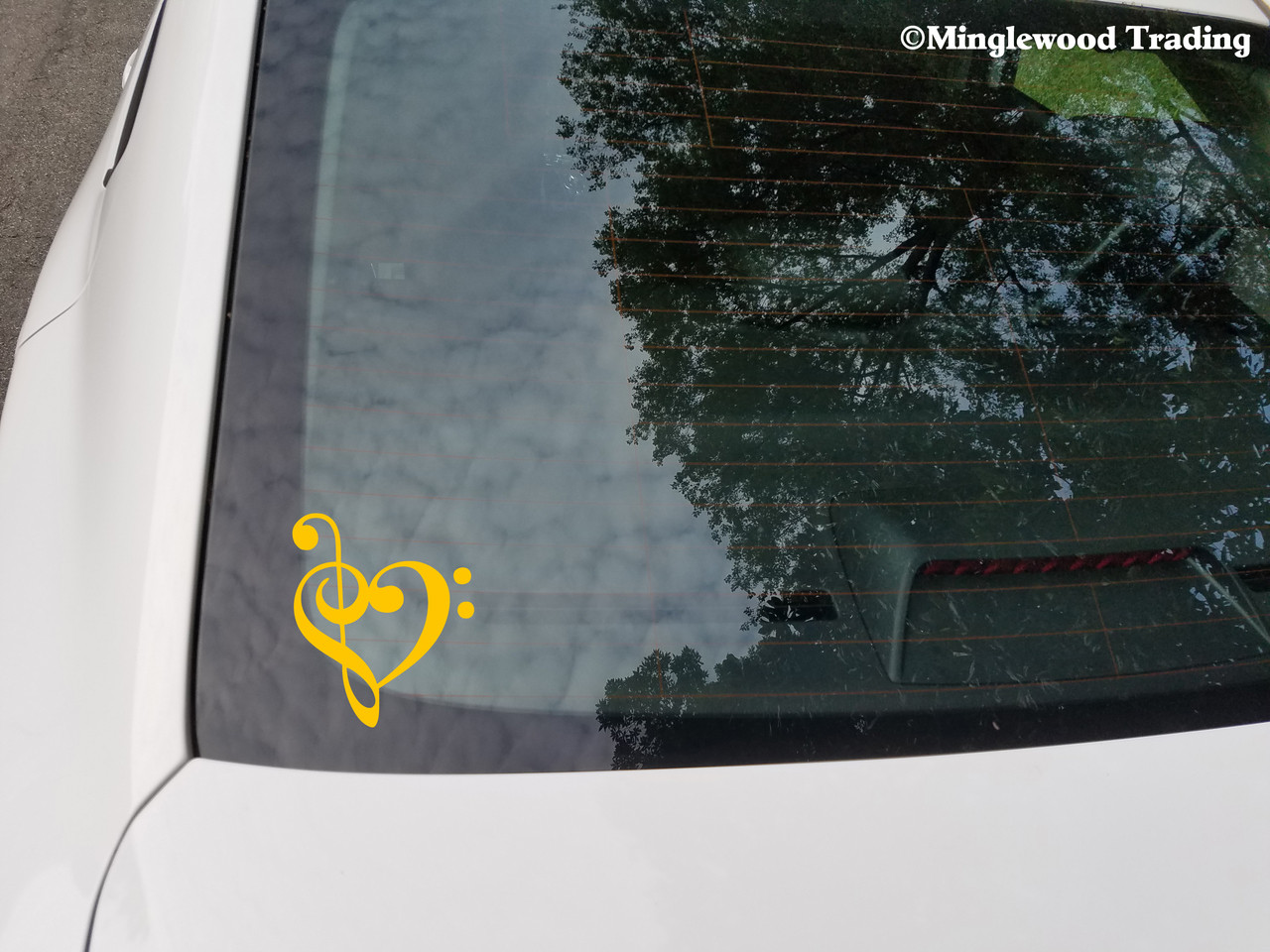 Heart Music Note Vinyl Decal with Treble Clef and Bass Clef Heart Design