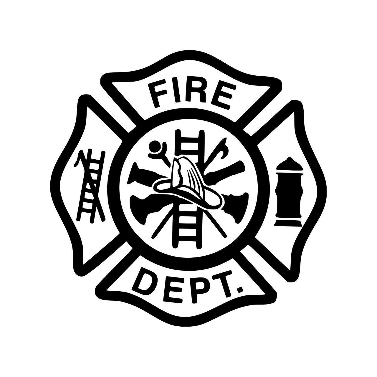 FIRE DEPARTMENT Vinyl Sticker - FD Firefighter Maltese Cross - Die Cut Decal