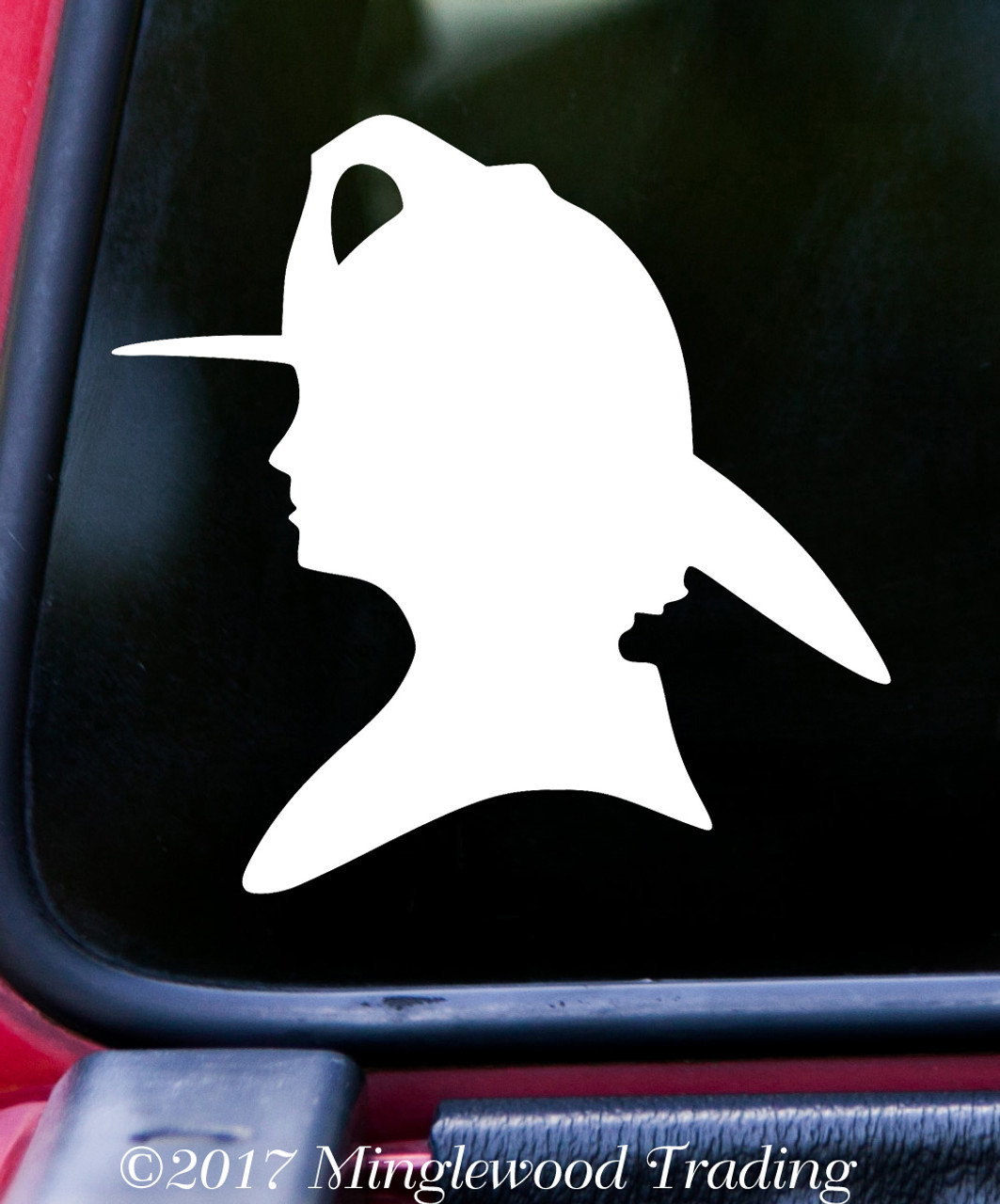 Firefighter Woman Silhouette Vinyl Decal - FD Fire Department Fireman - Die Cut Sticker