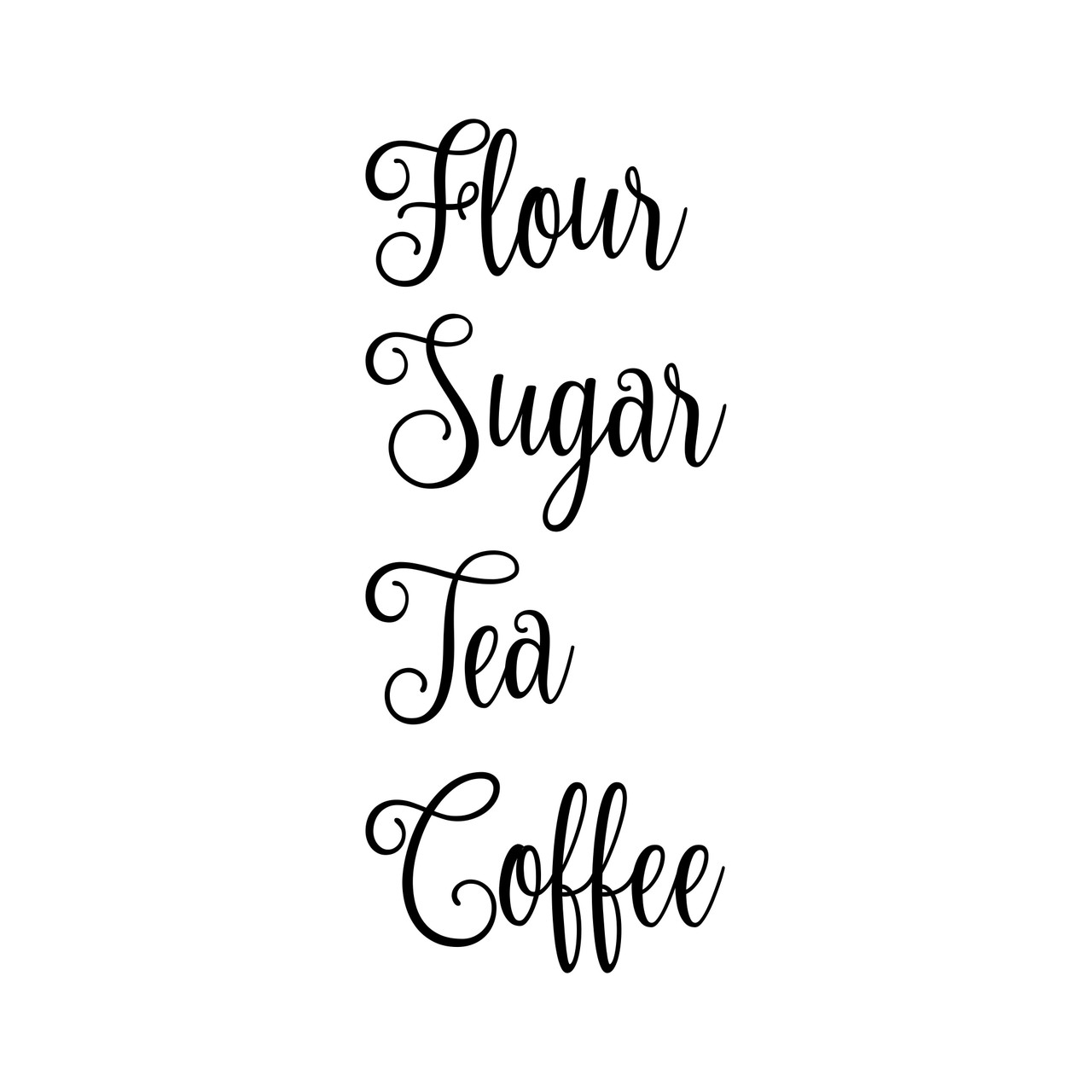 Set of 4 Canister Labels -V2- Vinyl Decal Stickers Kitchen Flour Sugar Tea Coffee - Fancy