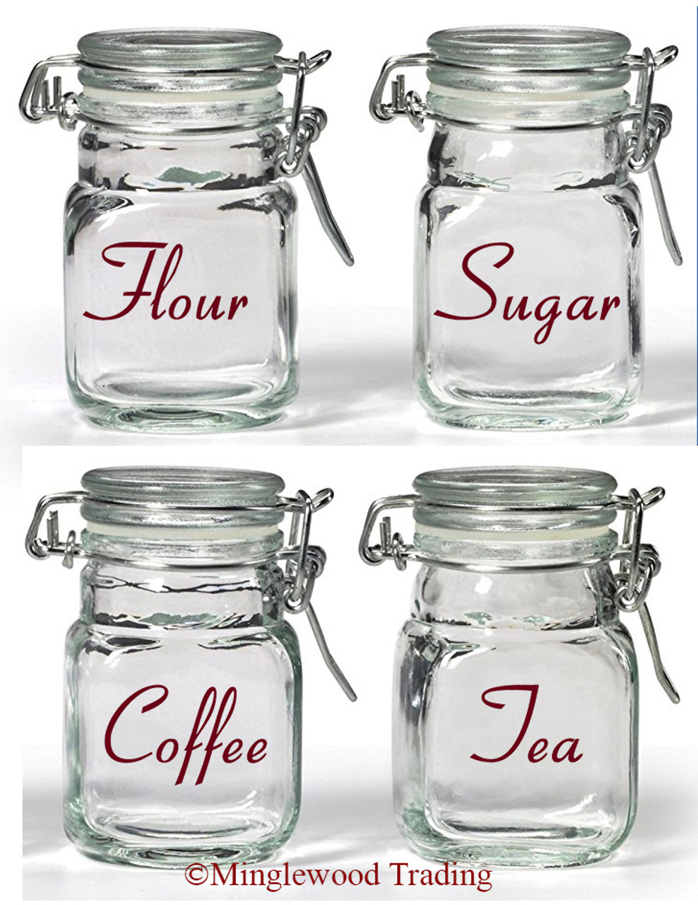 Cork Lid Tea Coffee Sugar Glass Jar Canister