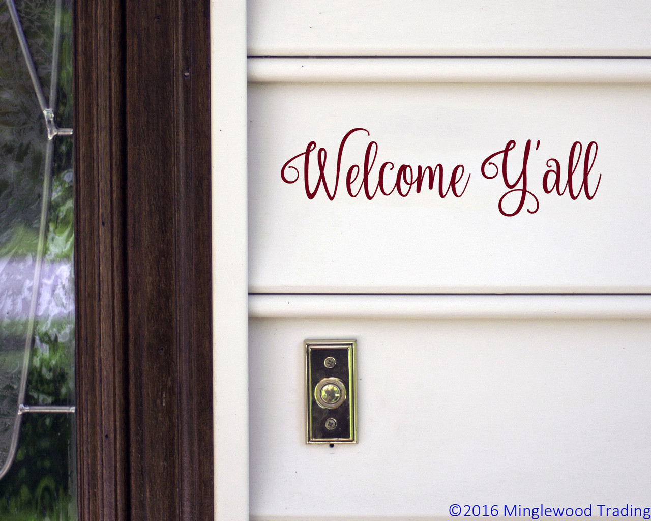 Welcome Y'all Vinyl Decal - Front Door Porch Greeting - Die Cut Sticker