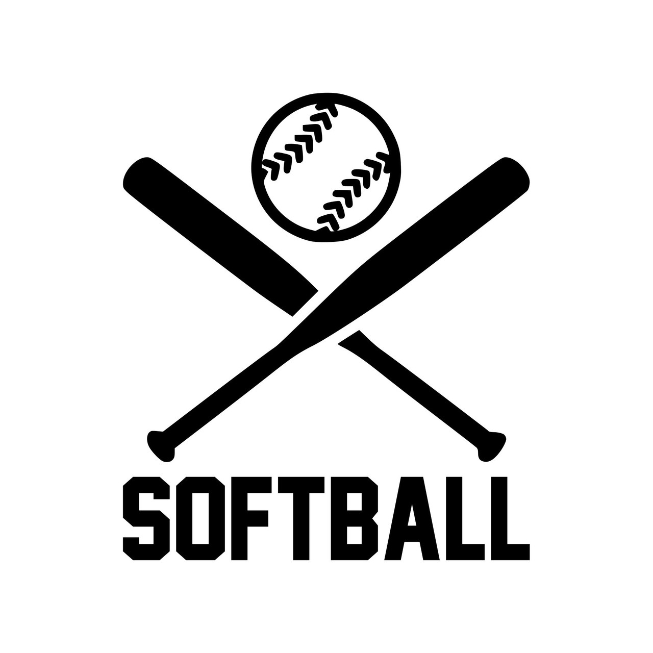 SOFTBALL Crossed Bats with Ball 5" Vinyl Decal Sticker - Fastpitch Slow Pitch