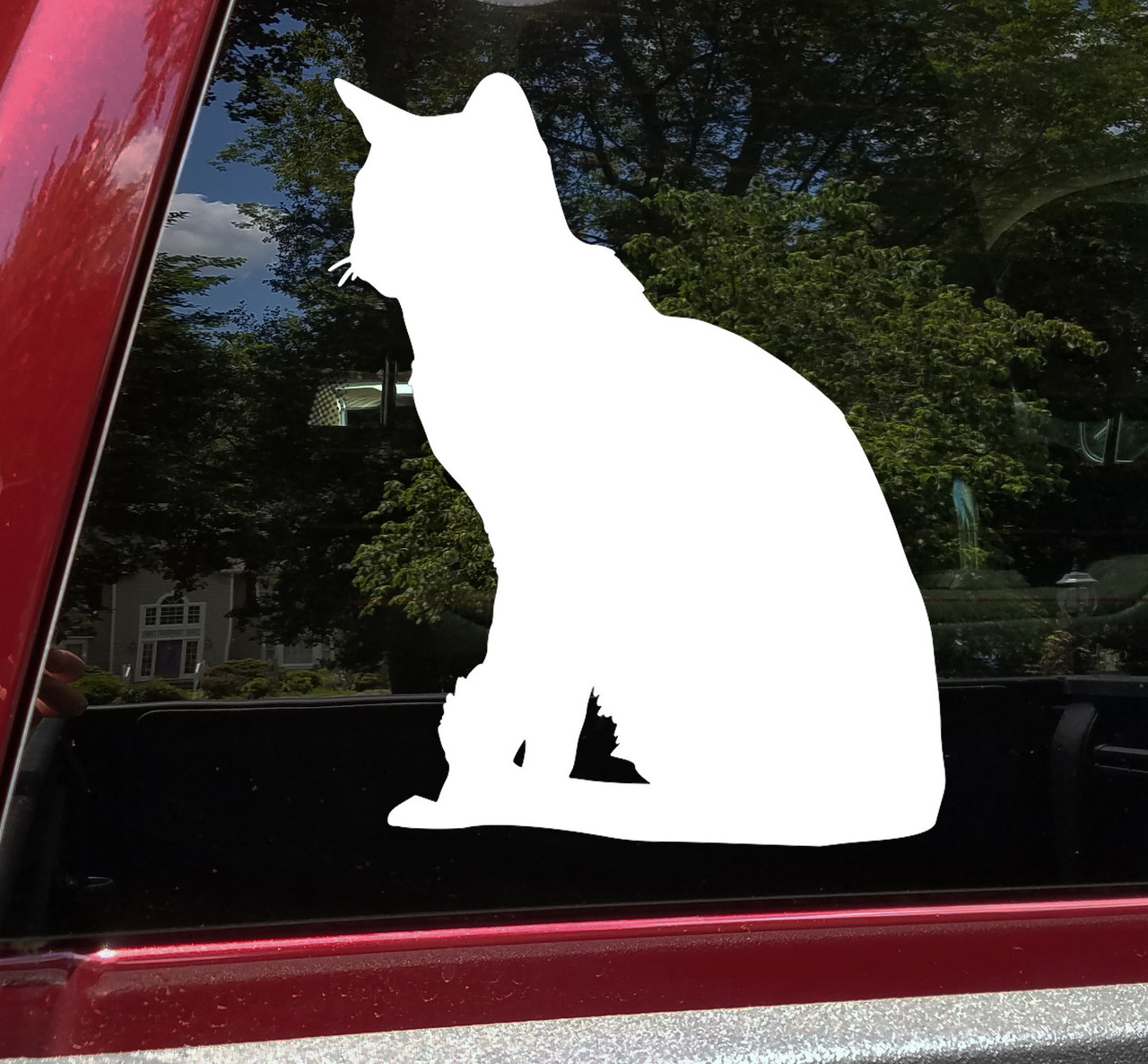 Sitting cat vinyl decal featuring realistic side profile feline silhouette