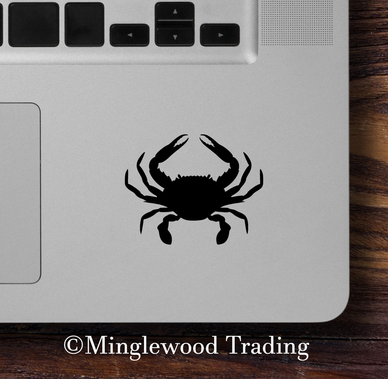 Crab vinyl decal with raised claws and detailed coastal marine silhouette