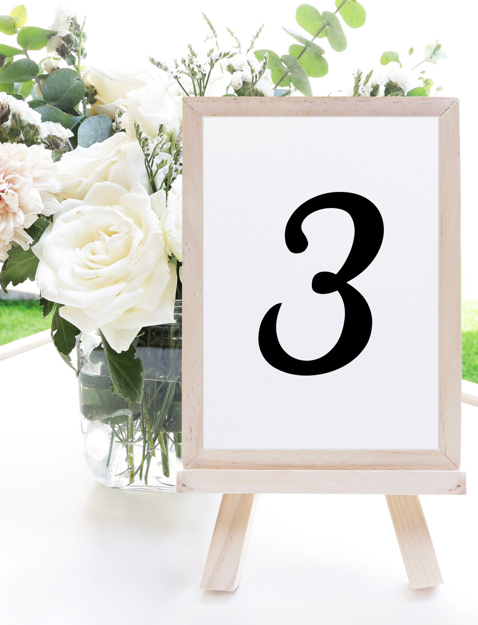 Kathya font table number vinyl decals for wedding reception and event seating available in sets 1-12, 1-24 or 1-50