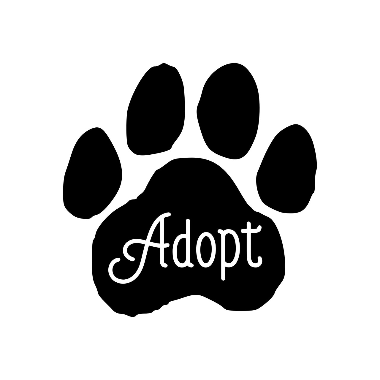 ADOPT PAWPRINT Vinyl Sticker - Dog Cat Paw Foster Rescue Puppy Kitten - Die Cut Decal