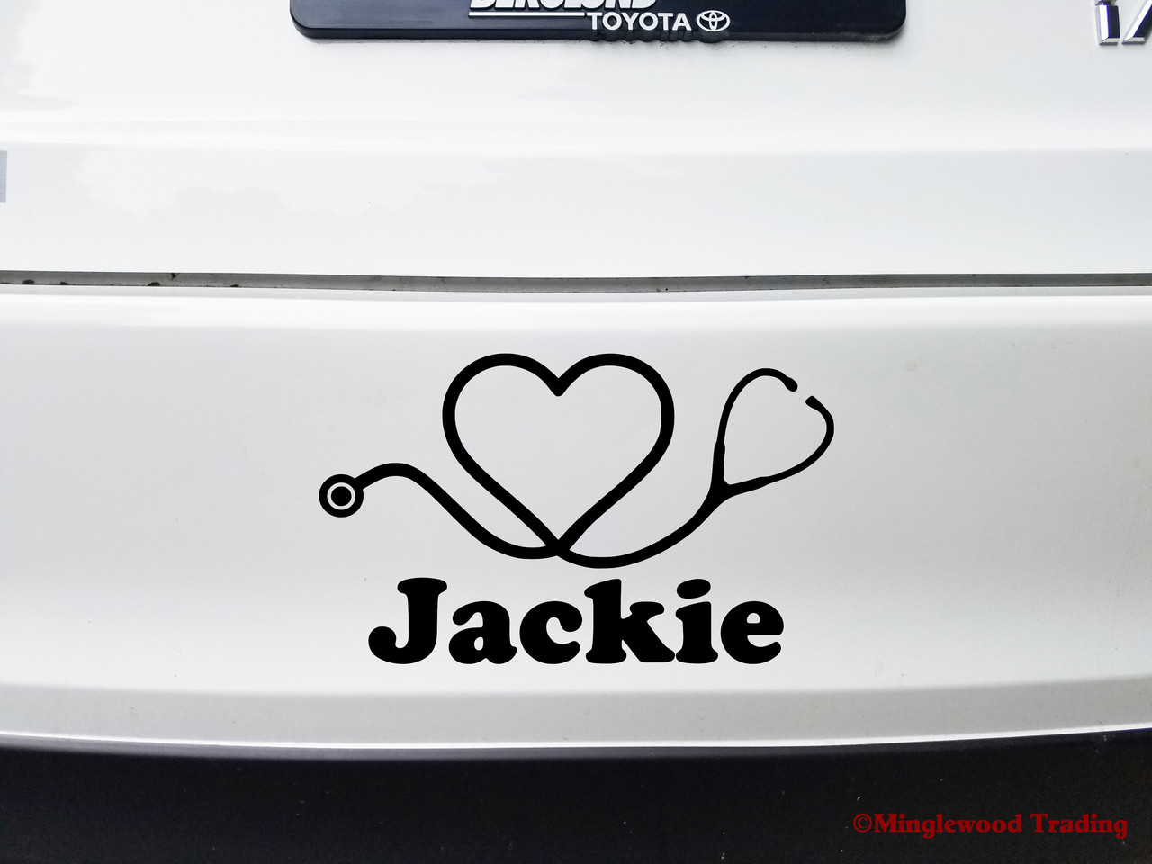 Heart Stethoscope with Personalized Name Vinyl Decal Sticker 6" x 4"  - Doctor Nurse EMT RN Med School