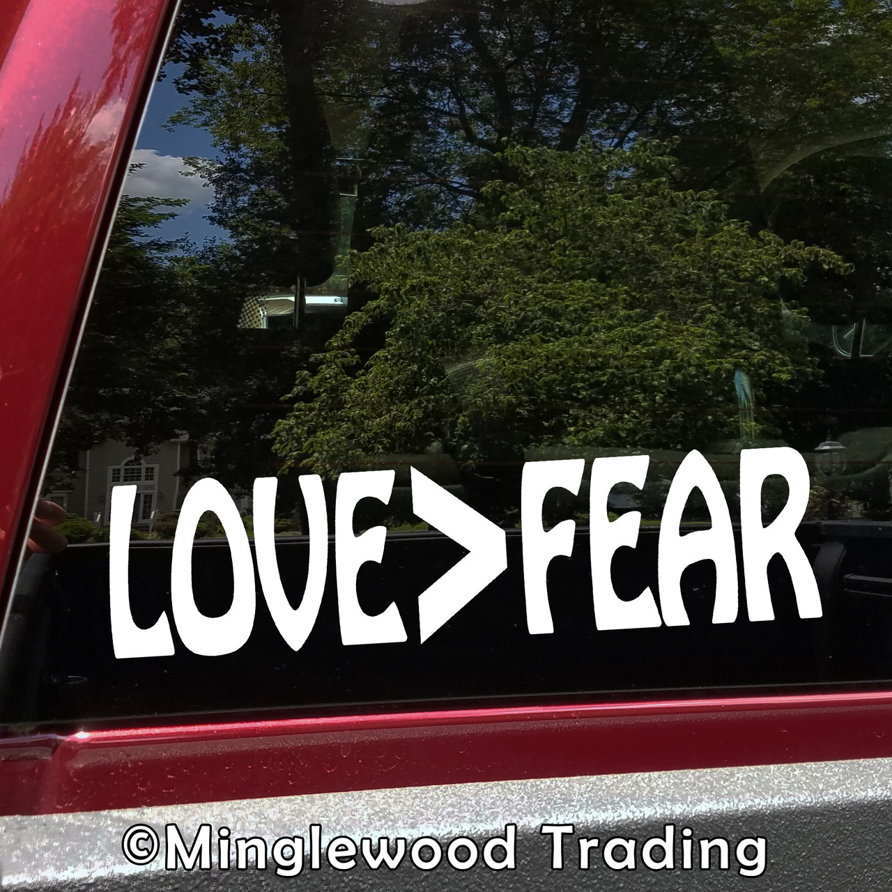LOVE>FEAR Vinyl Decal - Peace Love is Greater than Fear - Be Kind - Die Cut Sticker