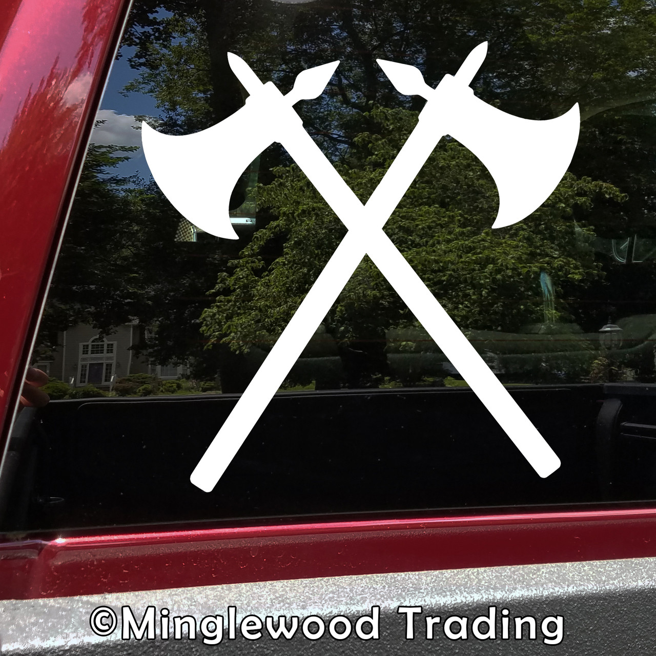 CROSSED BATTLE AXES Vinyl Decal Sticker -V2- Battle-axe Medieval Combat Viking