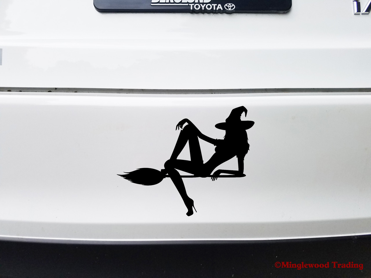 Witch on Broomstick Vinyl Decal Sticker -V3- Flying Halloween Sexy Witchcraft