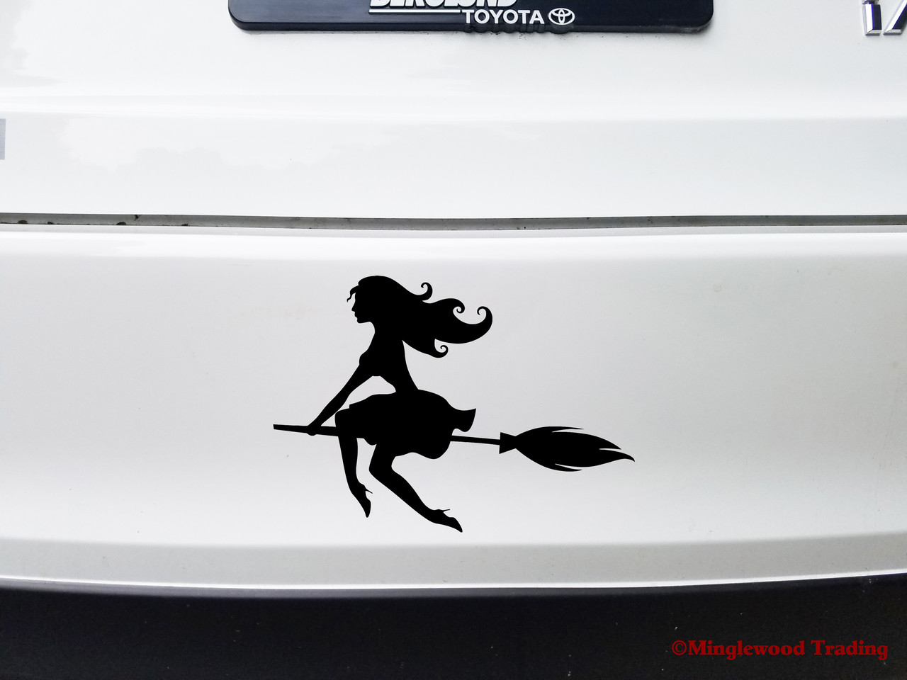Witch on Broomstick Vinyl Decal Sticker -V8- Flying Halloween Sexy Witchcraft