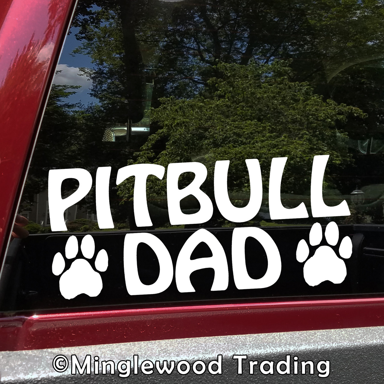 PITBULL DAD Vinyl Decal Sticker - Dog Paw Prints Pittie Amstaff Terrier