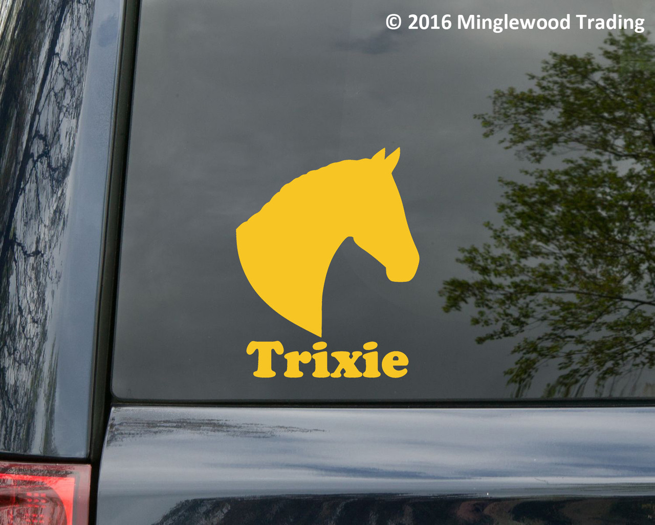 Horse Head -V1- with Personalized Name Vinyl Decal Sticker - Equestrian Farm Riding Dressage Equine Profile Silhouette