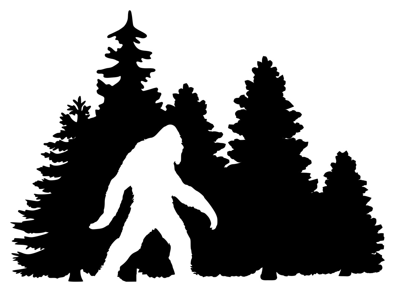 BIGFOOT IN TREELINE Vinyl Decal Sticker Yeti Trees Forest Camping