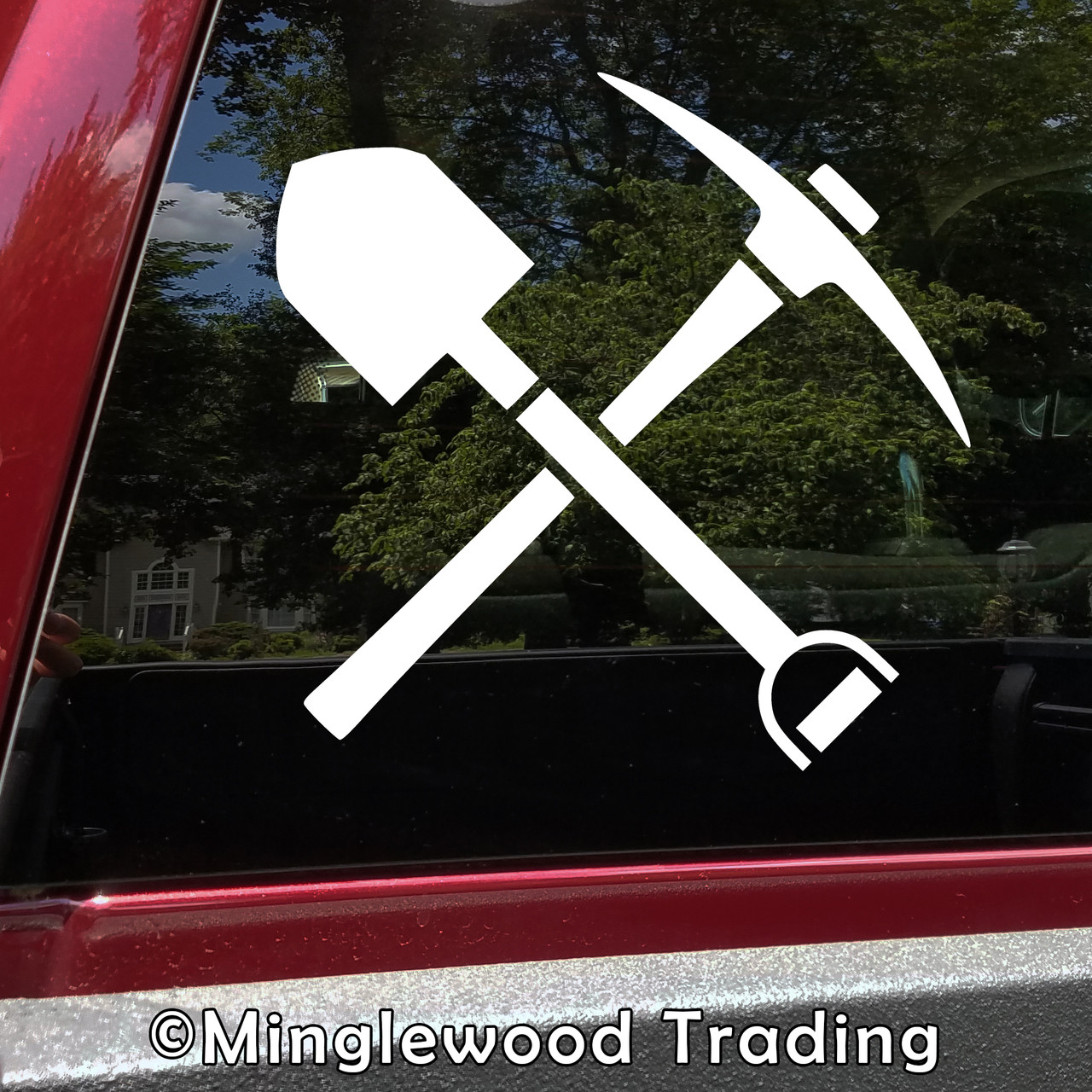 CROSSED SHOVEL and PICK AXE Vinyl Decal Sticker - Mining Pickaxe Expedition