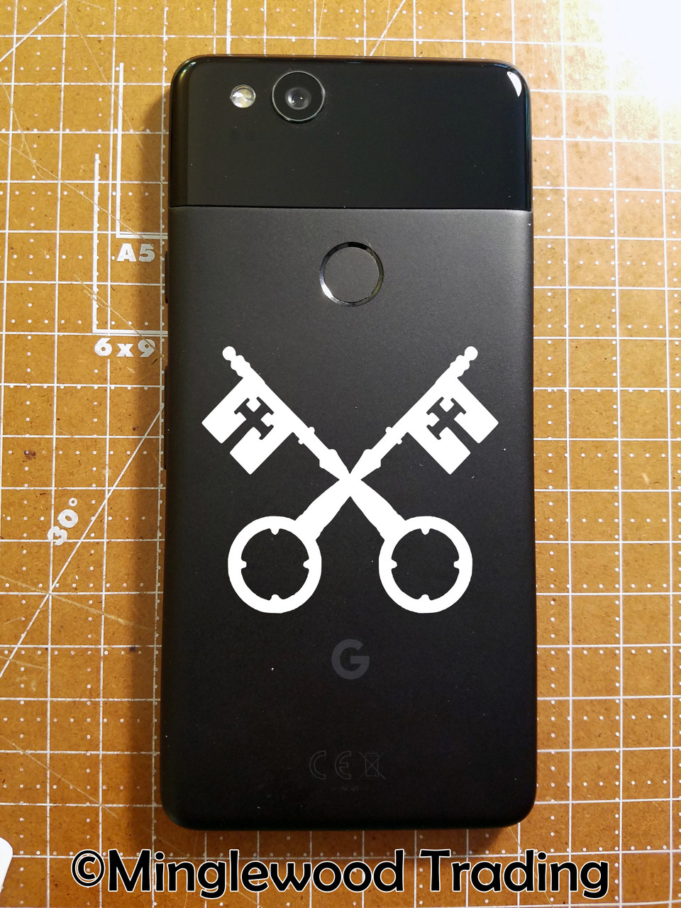 Keys of Heaven Christian vinyl decal inspired by Matthew 16:19 featuring the crossed keys of Saint Peter.