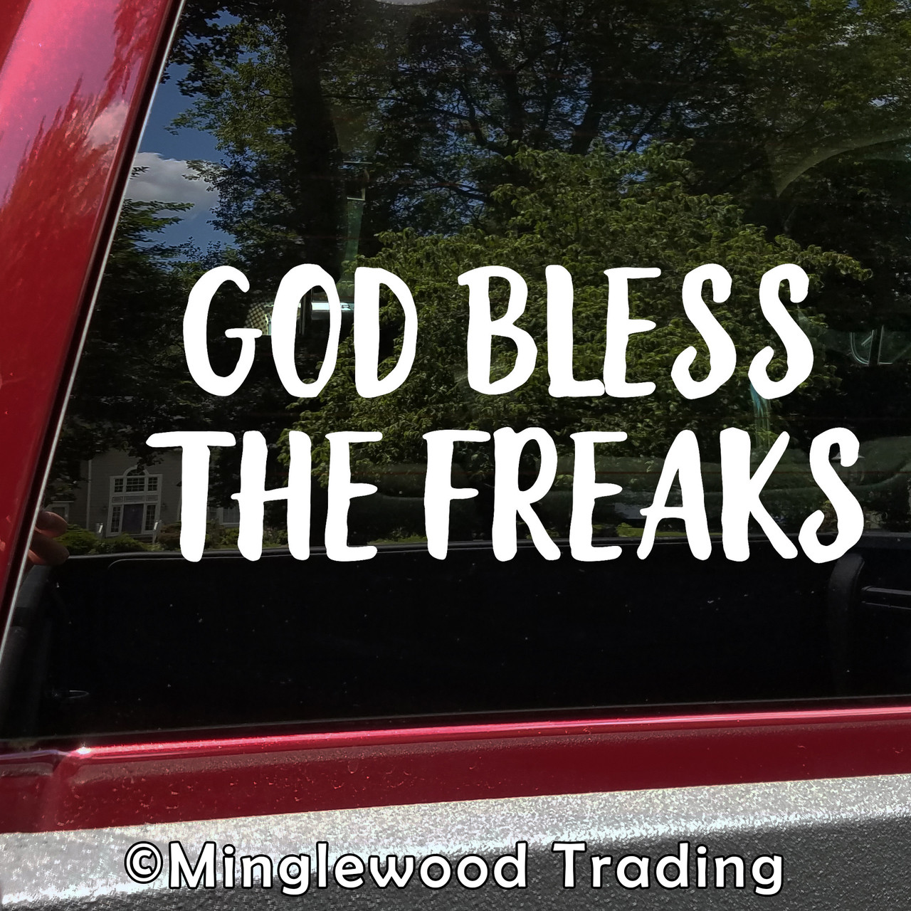 GOD BLESS THE FREAKS Vinyl Sticker - Hippies Nerds Goths Geeks Jocks Circus Kids