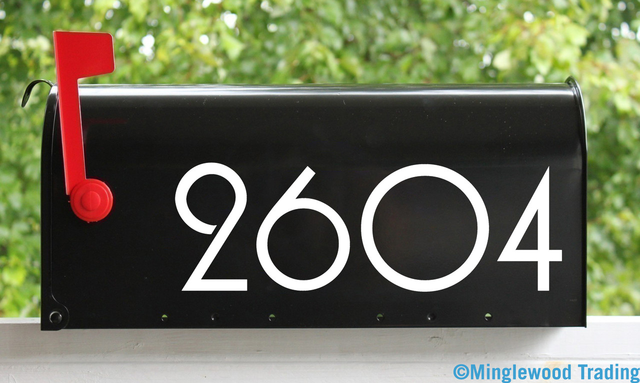 Art Deco Mailbox Numbers - Vinyl Sticker - 1-10" tall - Modern Contemporary - Home Business Address - Die Cut Decal - PLZ