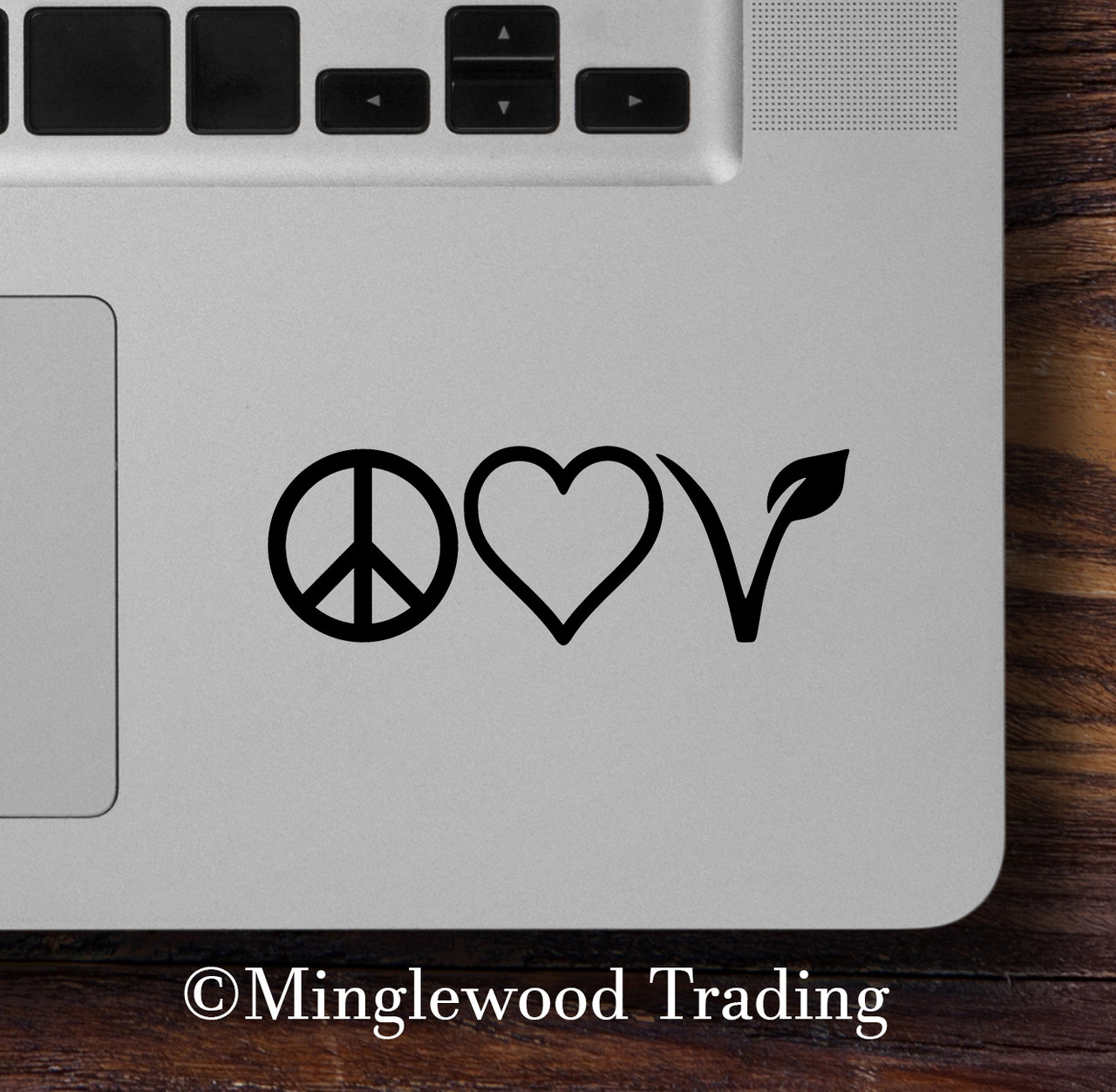 PEACE LOVE VEGAN Vinyl Sticker - Sign Leaf Heart - Die Cut Decal