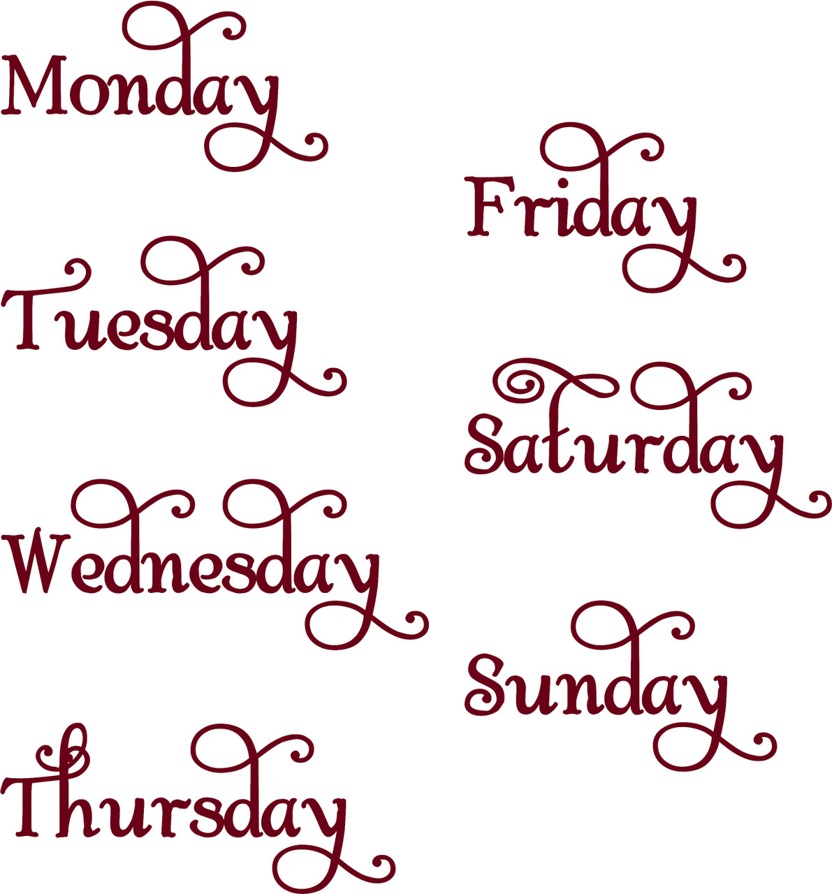 Days of the Week Vinyl Stickers - Organization Labels - Die Cut Decals - Swash