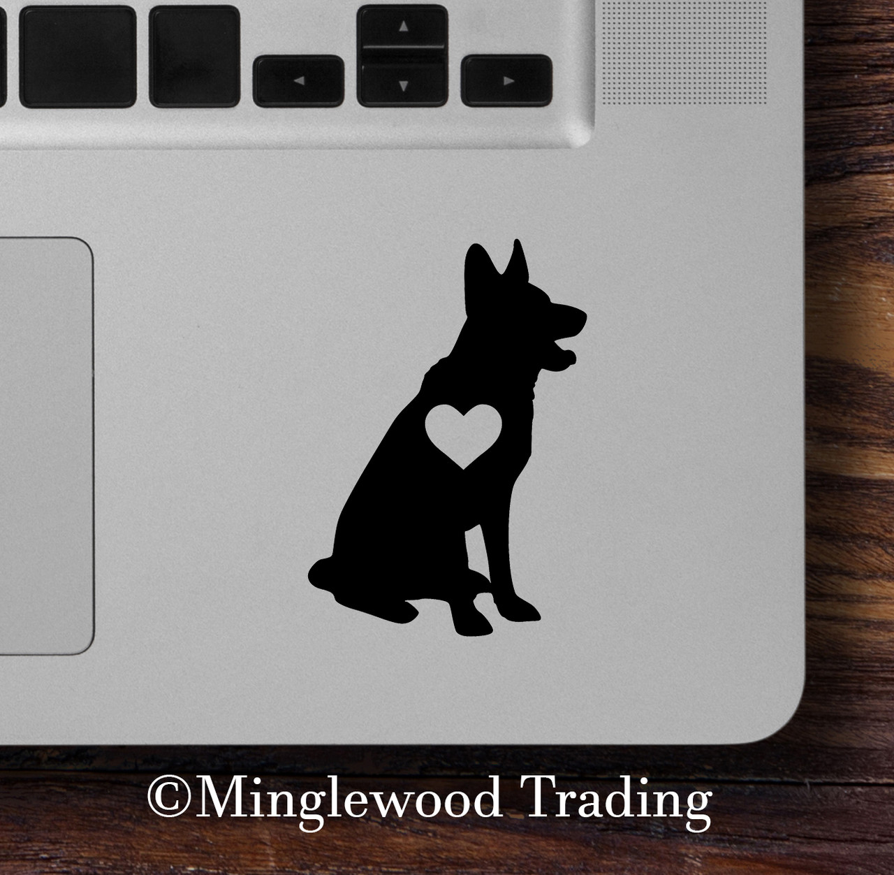 GERMAN SHEPHERD with Heart Vinyl Sticker - GSD Love Dog Puppy -V1- Die Cut Decal