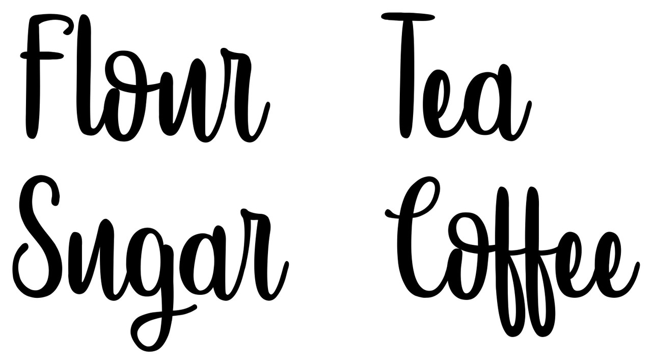 Flour and Sugar 1 each vinyl decal stickers for kitchen container jars  small to Xlarge sizes b2307