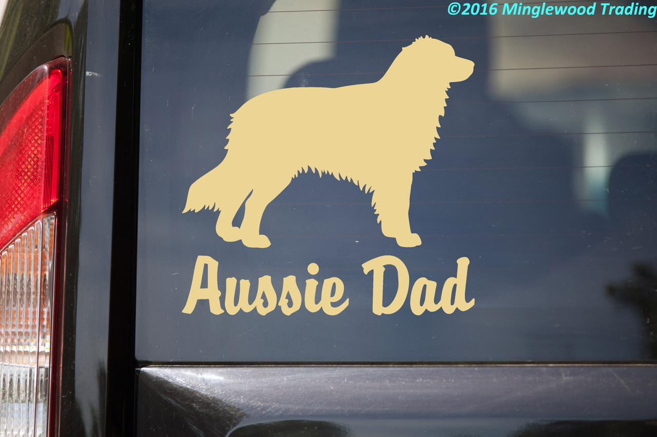 AUSSIE DAD Vinyl Sticker -V2- Australian Shepherd Auss Dog Puppy - Die Cut Decal