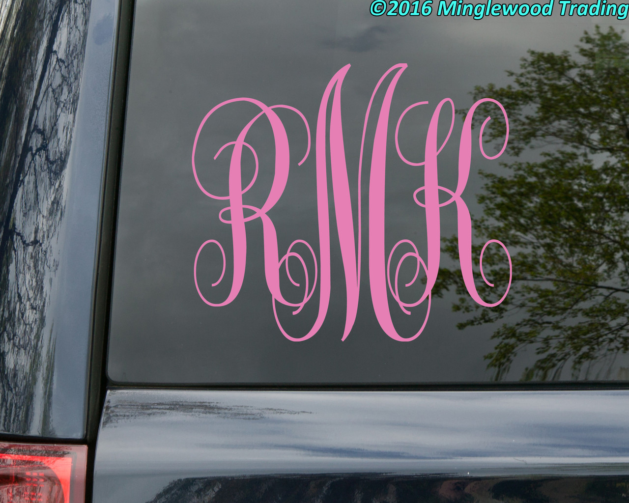 Monogram Vinyl Sticker 11.5 x 10 - Custom Family Initials Name -  Personalized Die Cut Decal - TRADITIONAL - Minglewood Trading