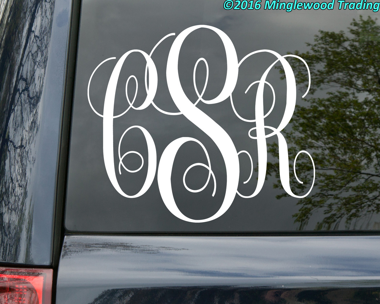 Monogram Vinyl  Sticker 11.5" x 10" - Custom Family Initials Name - Personalized Die Cut Decal - TRADITIONAL