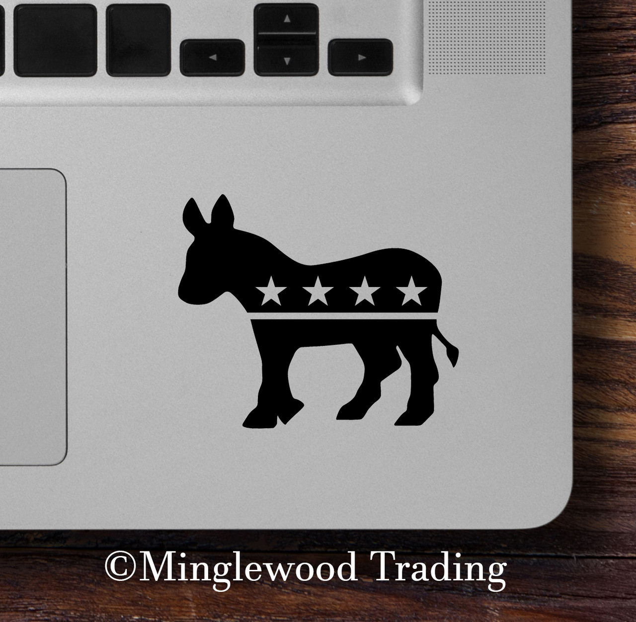 Democratic Party Donkey logo symbol - vinyl die cut decal sticker by Minglewood Trading.