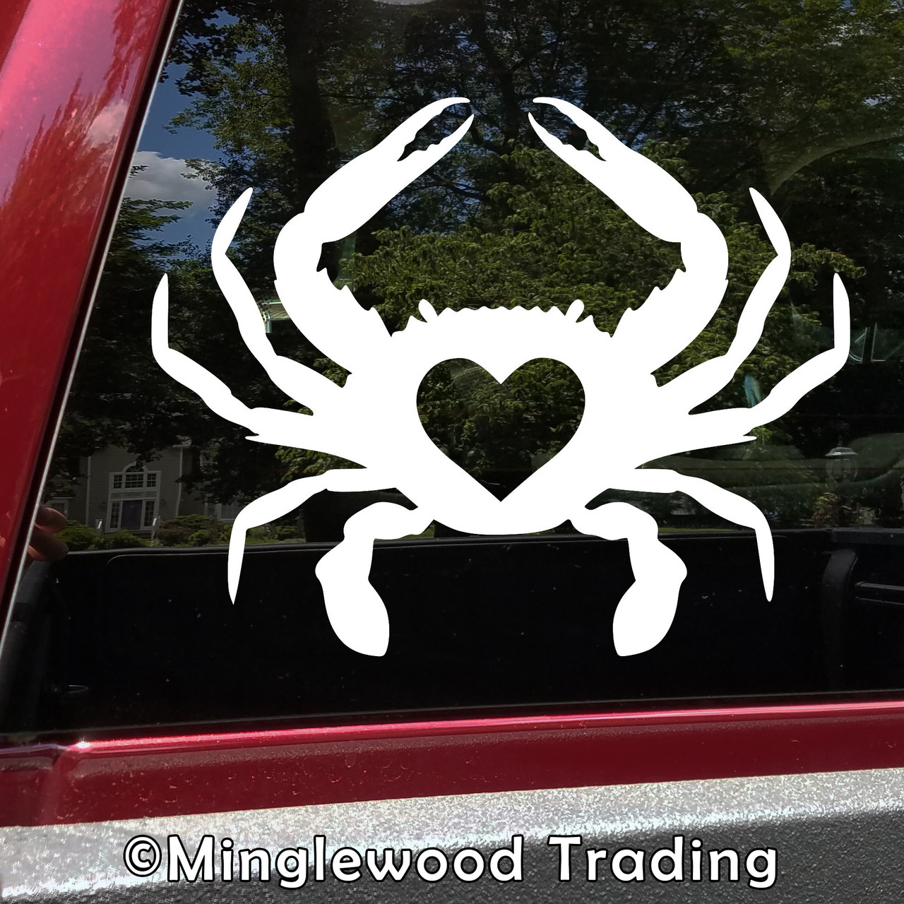 Crab Heart Vinyl Sticker - Crustacean Claws King Beach Love - Die Cut Decal