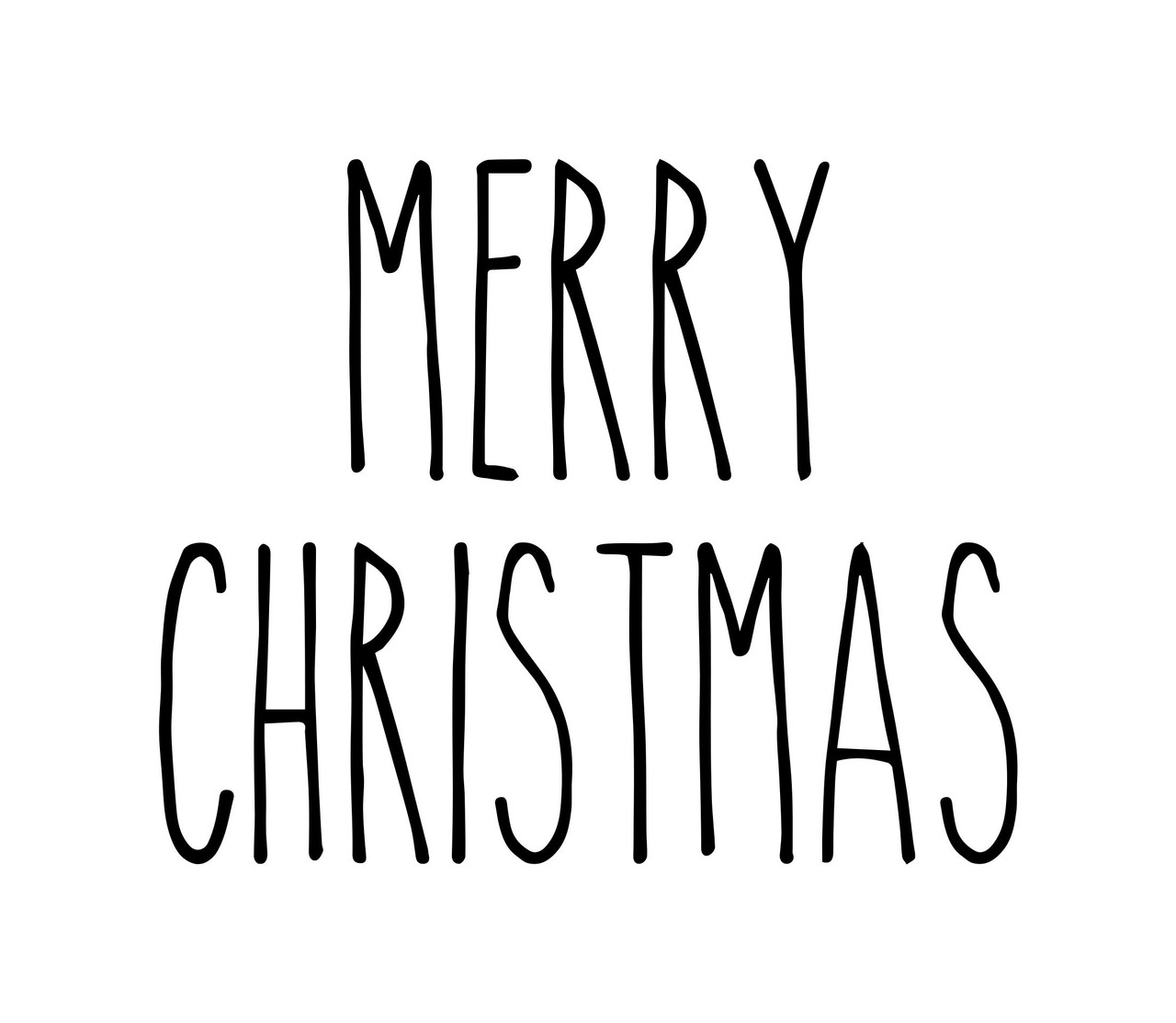 Merry Christmas Vinyl Sticker - Happy Holidays Decor Farmhouse Skinny Font Rae Dunn Inspired - Home - Die Cut Decal