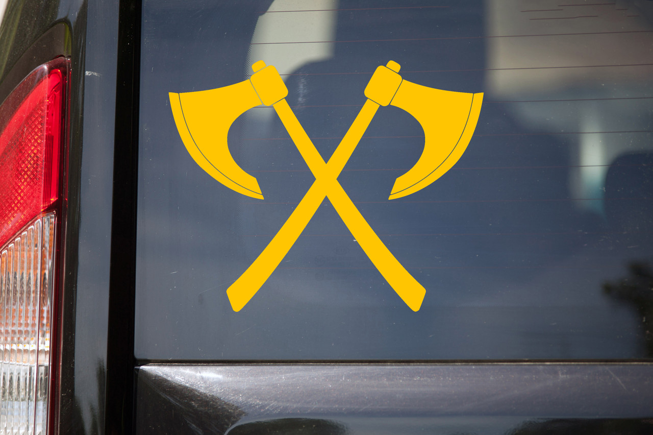 Crossed Viking Axes Vinyl Decal - Bearded Dane Skeggox Battle Hafted English Long Axe - Die Cut Sticker