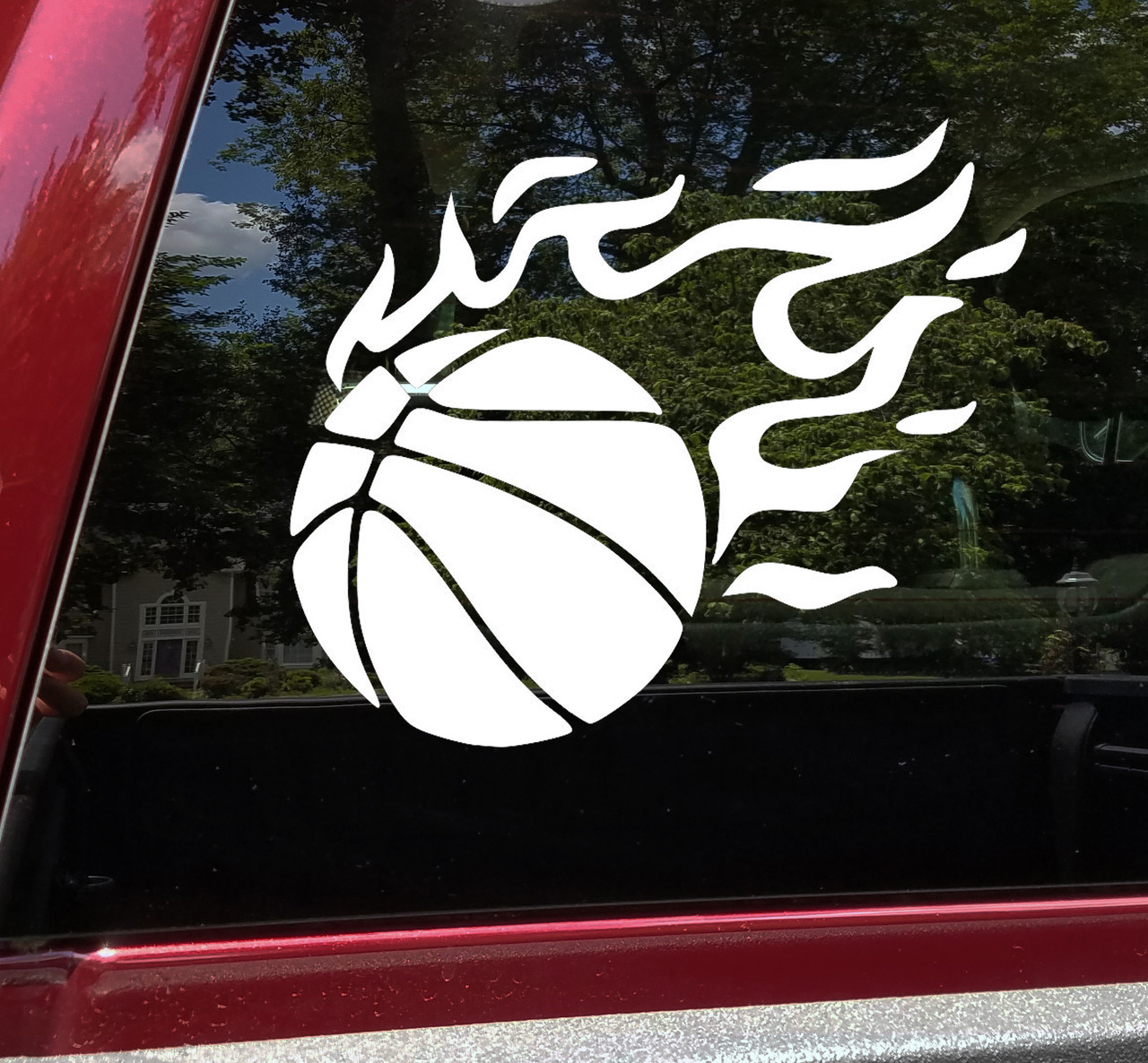 Flaming Basketball Vinyl Decal Flames Ball Hoops Court Team Die Cut