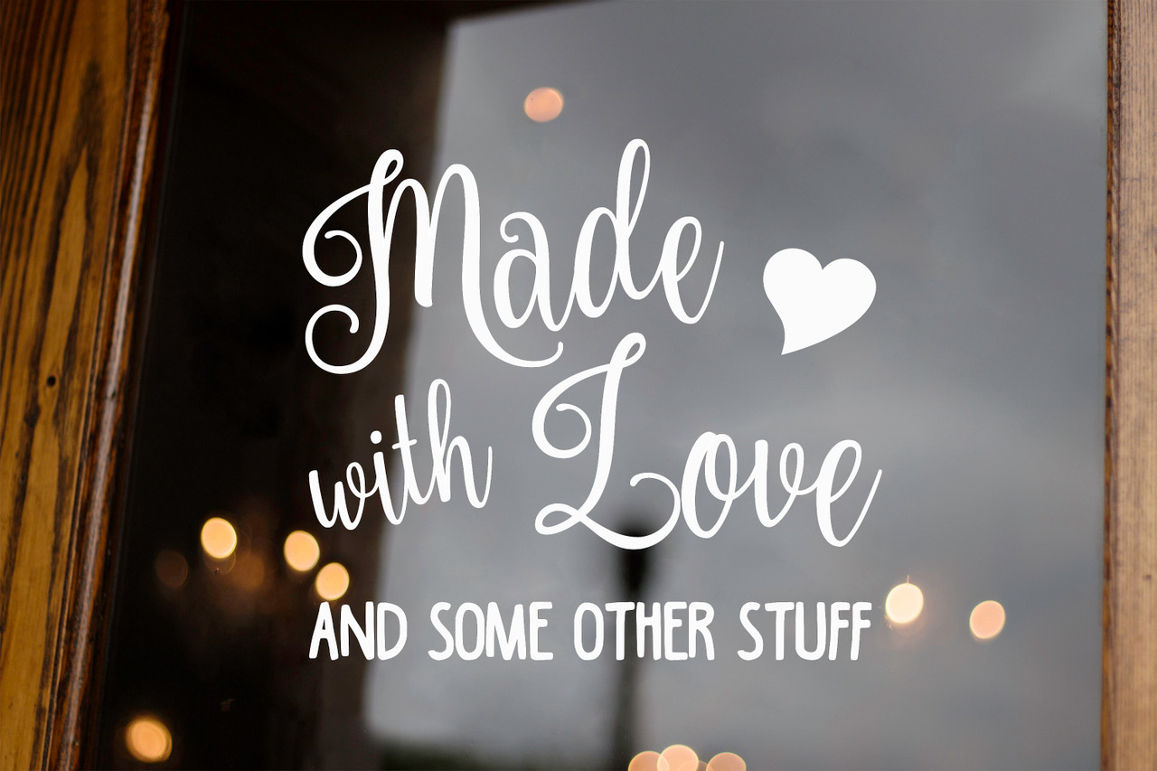 Made with Love and Other Stuff Vinyl Decal V2 - Kitchen Crock Pot Decor - Die Cut Sticker