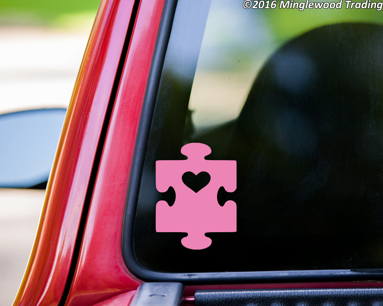 Autism Awareness & Support - Puzzle Heart -  Vinyl Decal Sticker - 4" x 3"