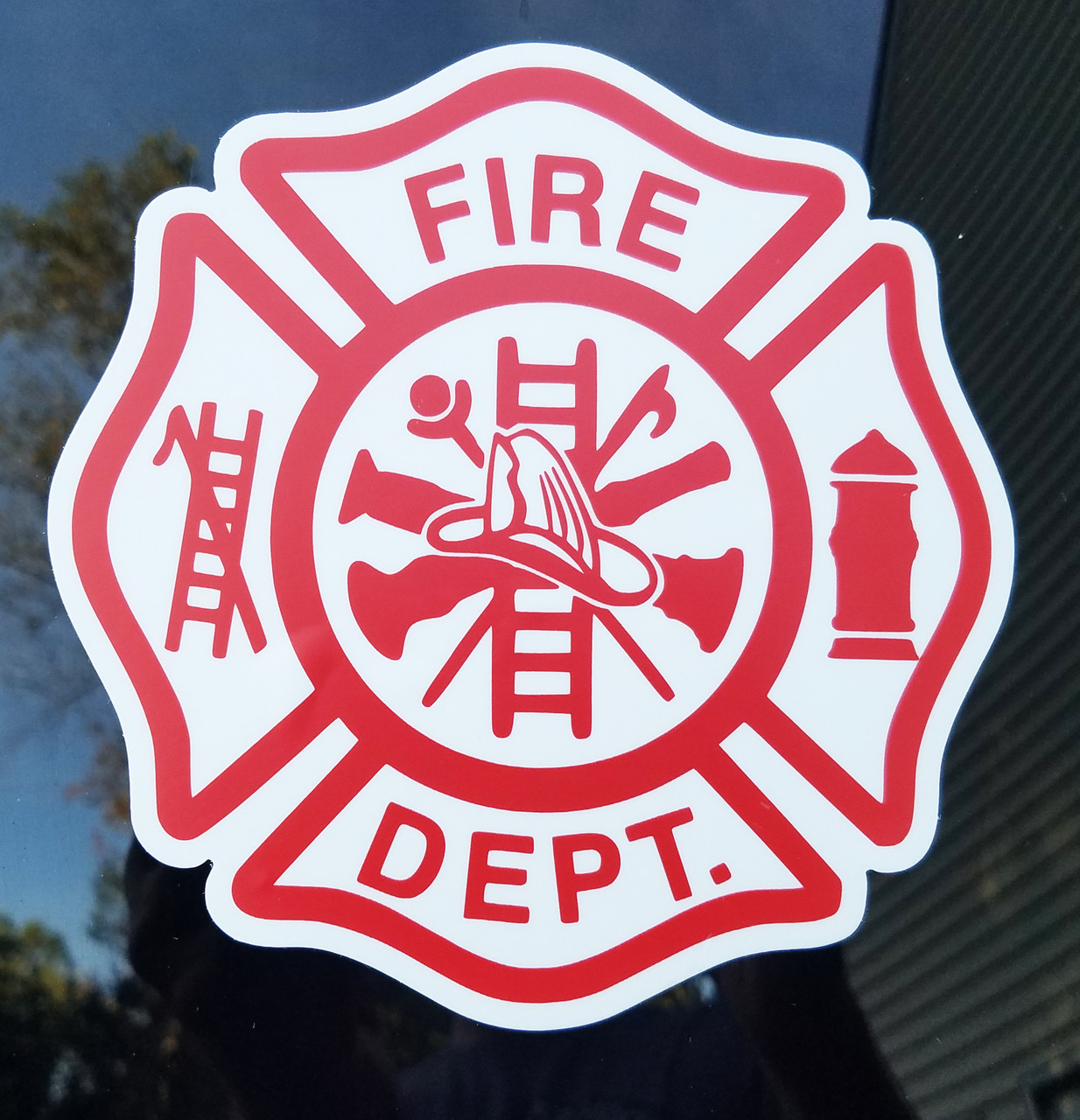 Set of 2 FIRE DEPARTMENT Die Cut Vinyl Decals Stickers 5" x 5" Maltese Cross Firefighter FD VFD - 2-pack
