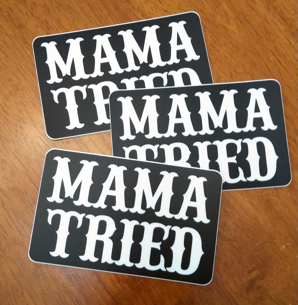 Set of 3 Mama Tried 4" x 2.5" Die Cut Vinyl Bumper Sticker Decals - Country Western Style Grateful Dead