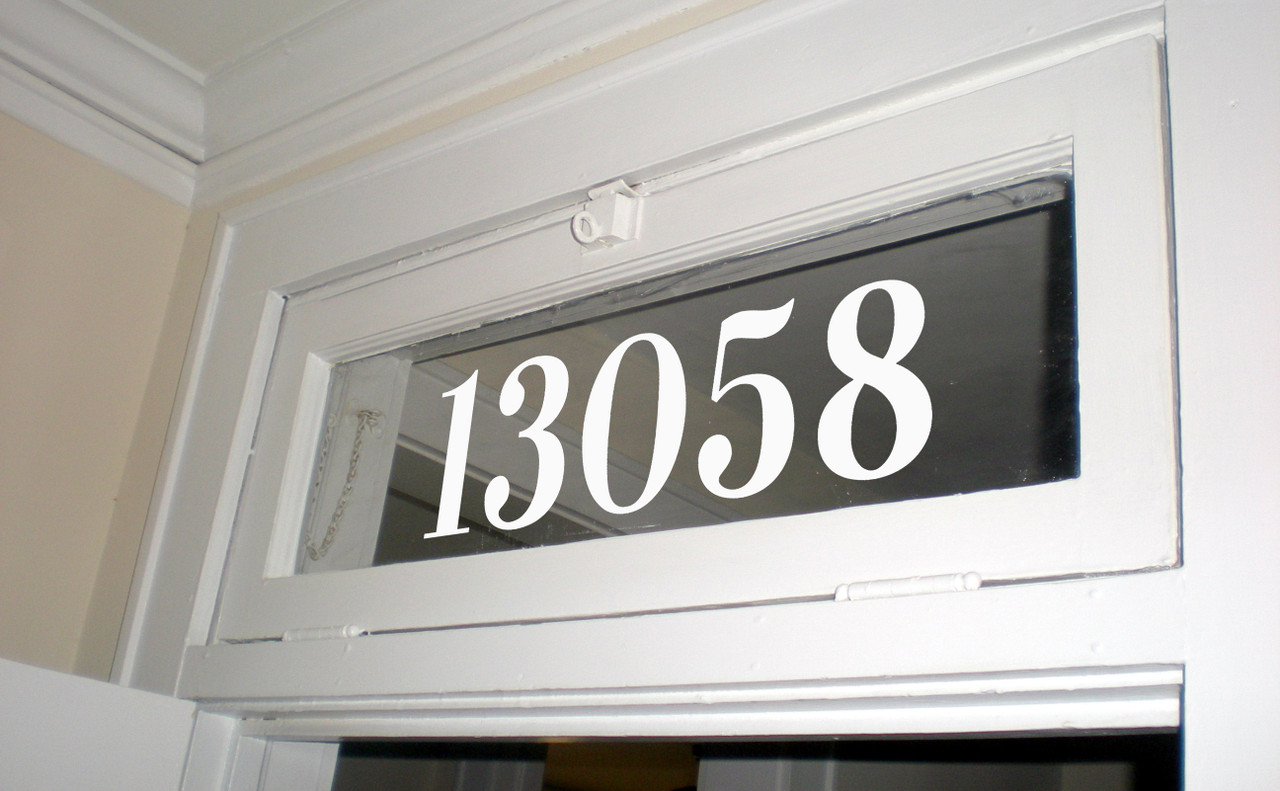 Custom Transom Window Numbers Vinyl Decal 3" to 10" tall - Home Address House Door Office - Die Cut Sticker - EURO