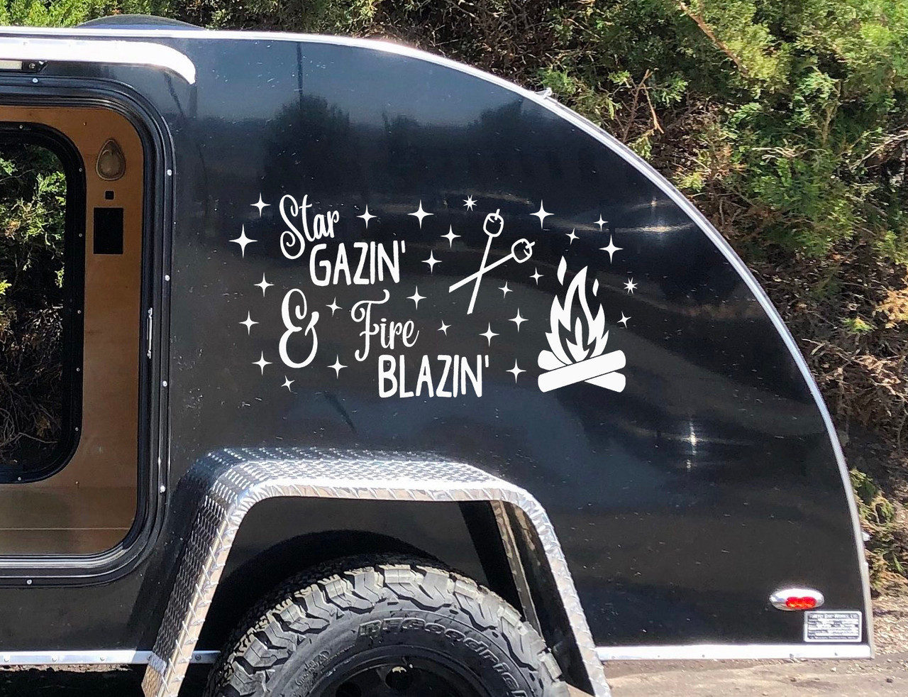 Star Gazin' & Fire Blazin' Vinyl Decal - Camping Summer Campfire - Die Cut Sticker