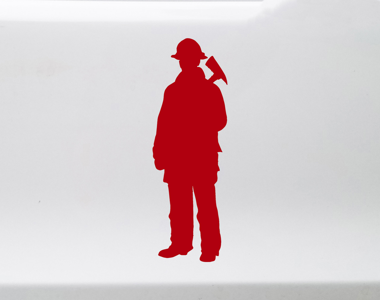 Firefighter Vinyl Decal - Standing Fireman Firewoman Axe FD - Die Cut Sticker
