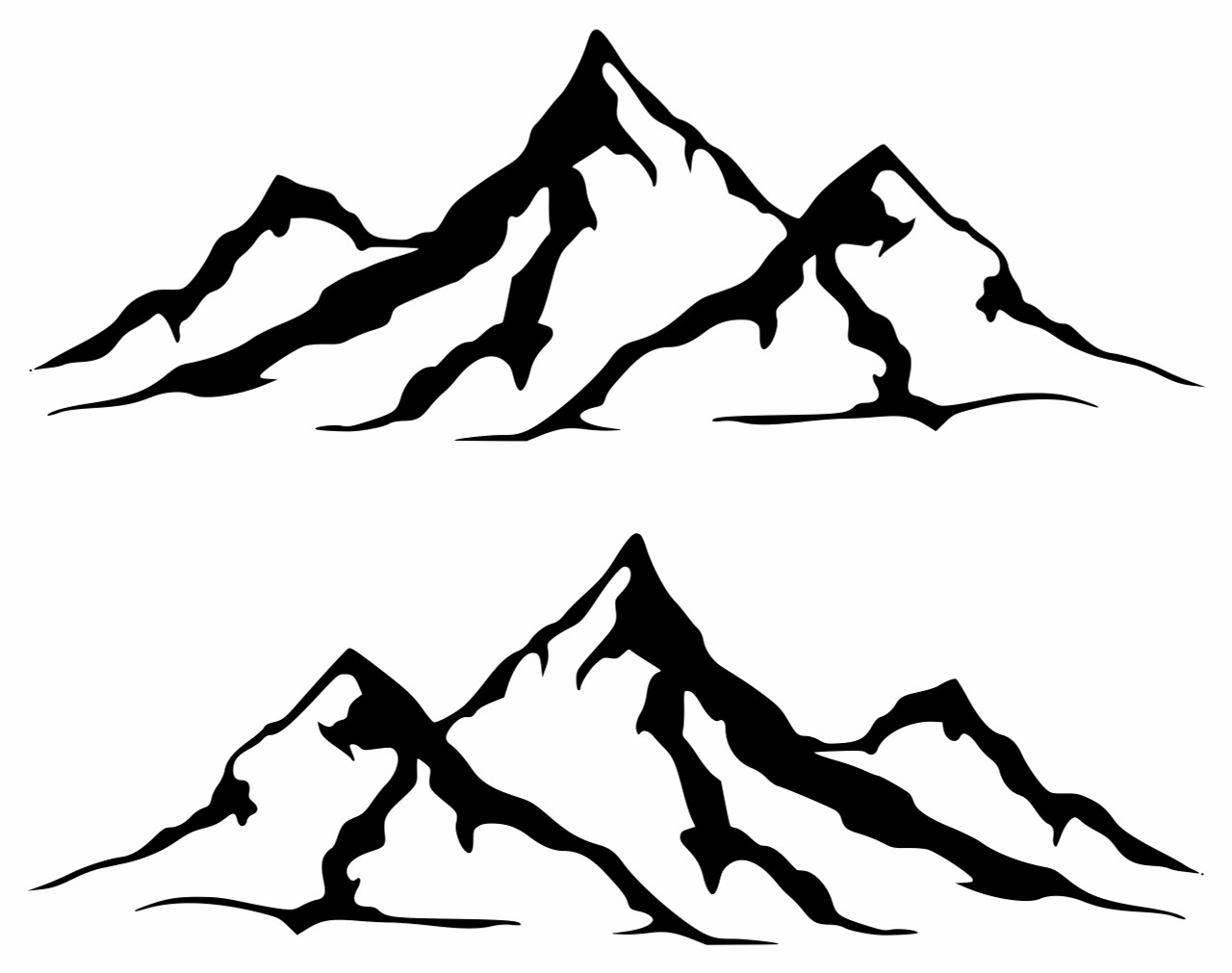 2-pack Mountain Scene Vinyl Decals - Jeep Camper 4x4 RV Graphics - Die Cut Stickers