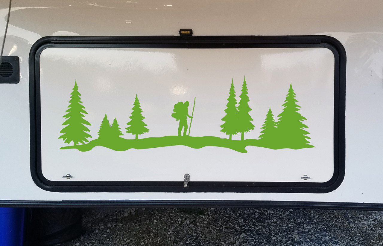 Hiker Vinyl Decal - Trees Trail Backpacking Forest - Die Cut Sticker
