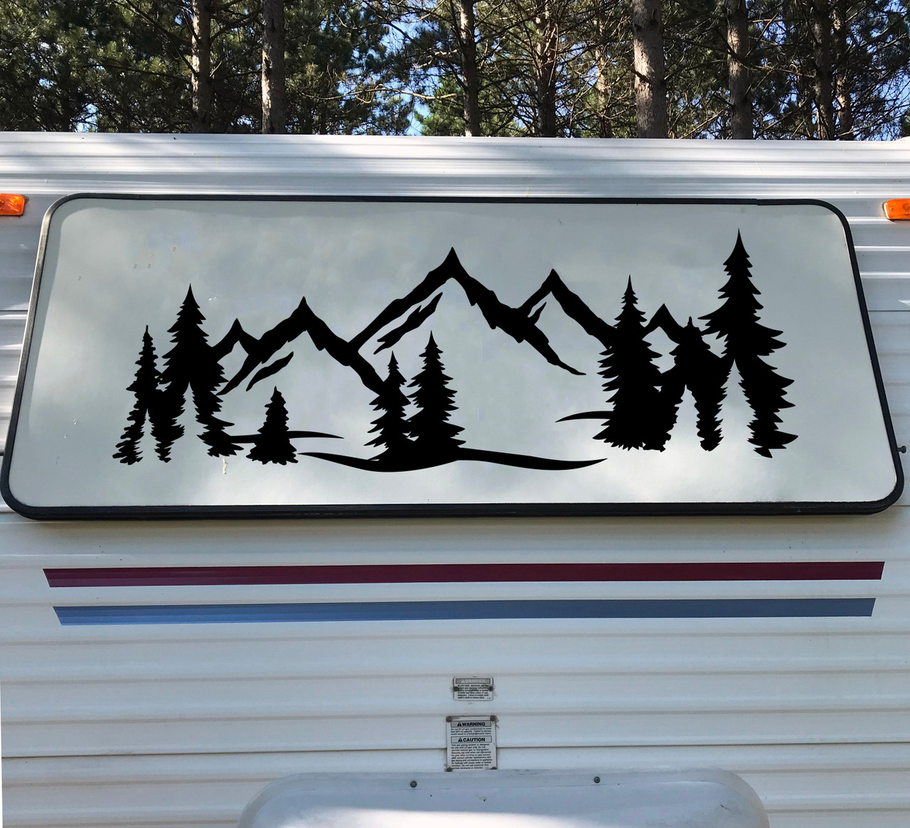 Mountain Forest Scene V9 - Camper RV Graphics Travel Trailer - Die Cut Sticker