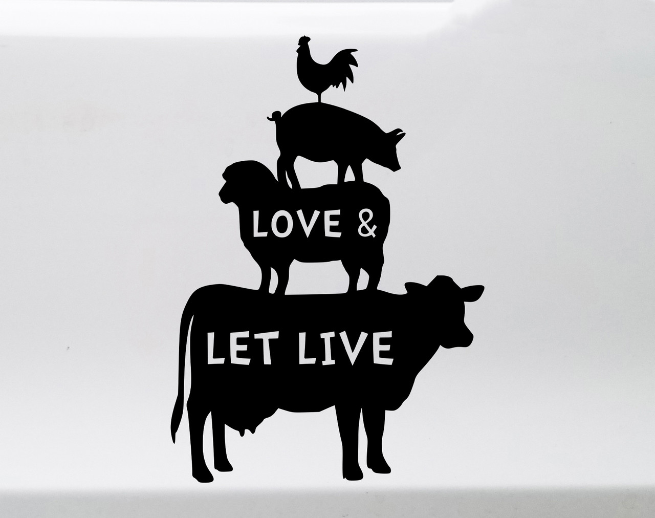 Love and Let Live Vinyl Decal - Chicken Sheep Pig Cow - Die Cut Sticker
