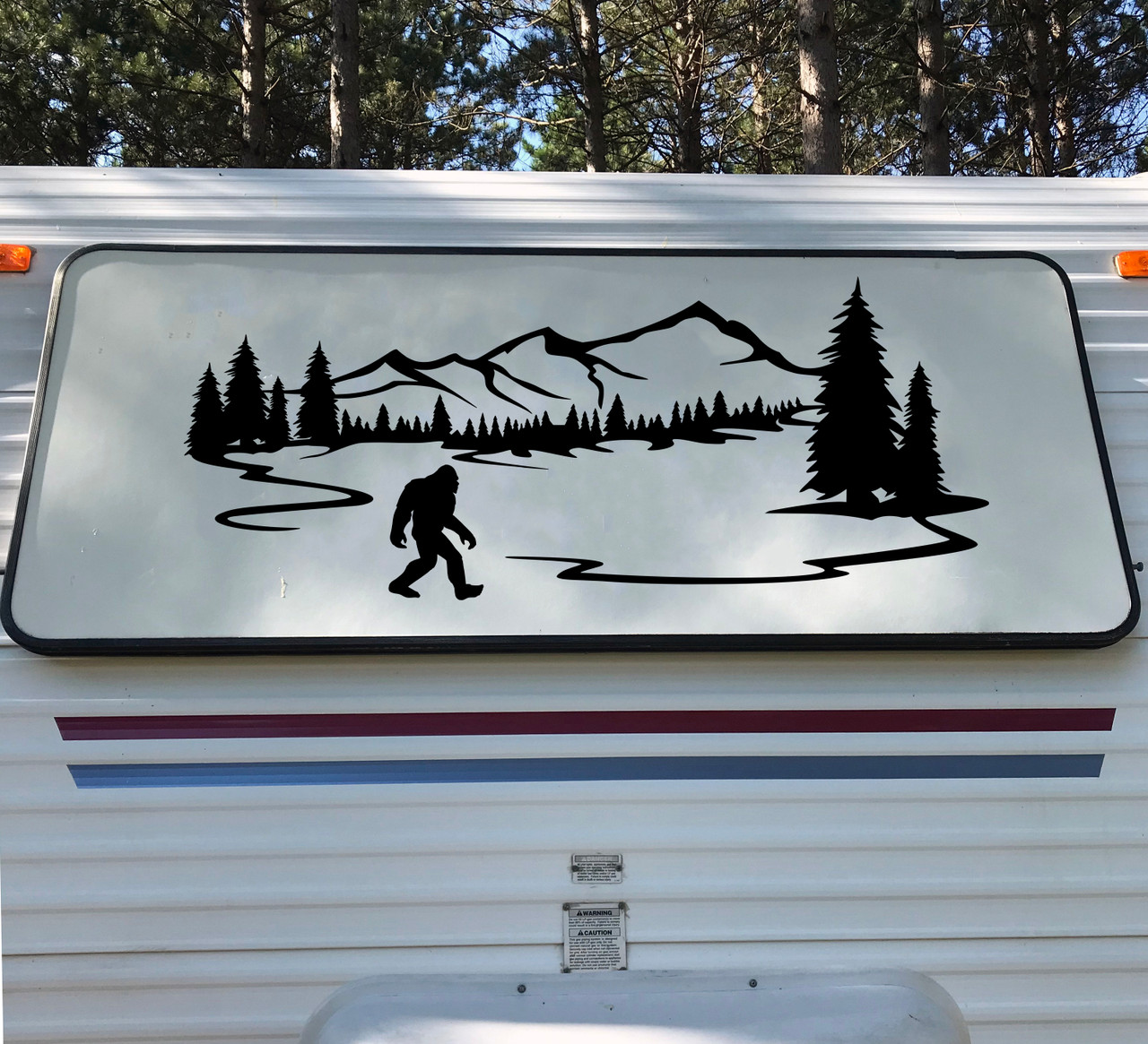 Bigfoot Mountains Forest Scenery V10 - PNW RV Graphics Camper - Die Cut Sticker
